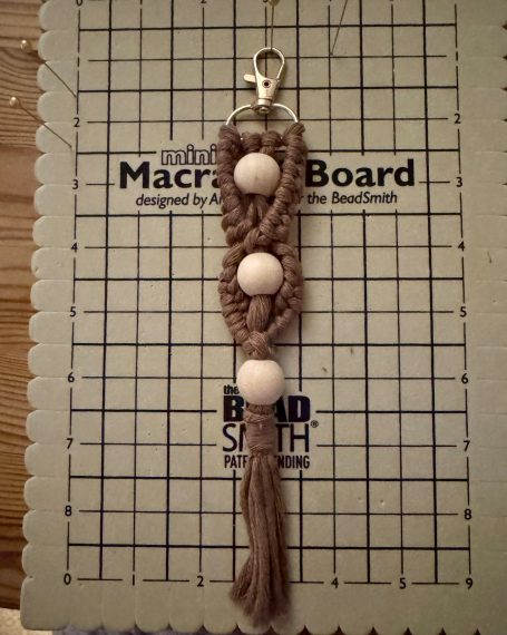 macrame bag charm key ring beads